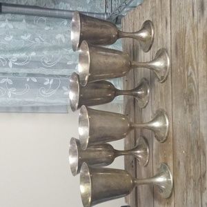 Set of 6 sterling silver antique goblets
